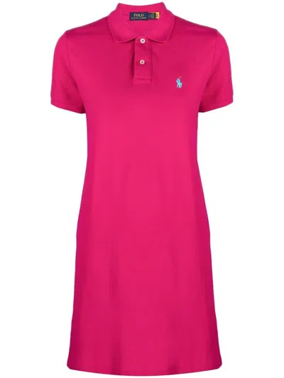 Polo Ralph Lauren Short Sleeves Polo Neck Dress In Pink