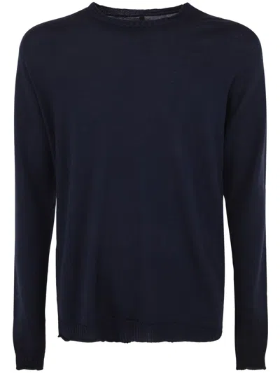 Md75 Wool Basic Crew Neck Sweater In Blue