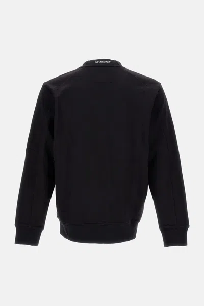 C.p. Company Cp Company Diagonal Raised Fleece Crew Neck Lens Sweatshirt In Black