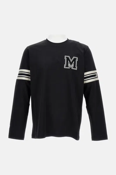 Moncler Long Sleeve Varsity Tee In Black