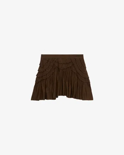 Isabel Marant Étoile Ceola Frilled Cotton-blend Miniskirt In Brown