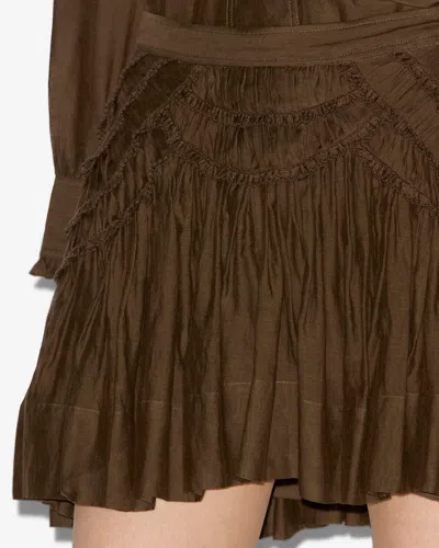 Isabel Marant Étoile Ceola Frilled Cotton-blend Miniskirt In Brown