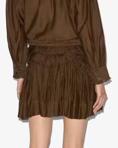 Isabel Marant Étoile Ceola Frilled Cotton-blend Miniskirt In Brown