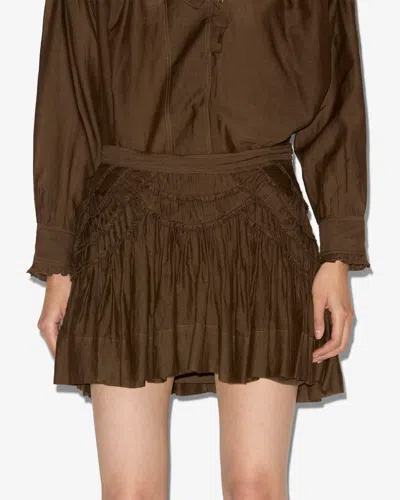 Isabel Marant Étoile Ceola Frilled Cotton-blend Miniskirt In Brown