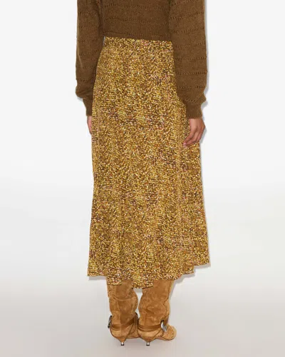 Isabel Marant Syana Ruched Printed Stretch-silk Crepe De Chine Maxi Skirt In Brown