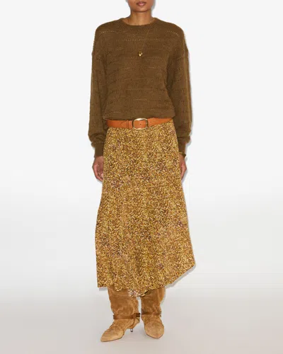 Isabel Marant Syana Ruched Printed Stretch-silk Crepe De Chine Maxi Skirt In Brown
