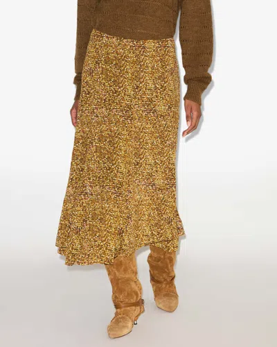 Isabel Marant Syana Ruched Printed Stretch-silk Crepe De Chine Maxi Skirt In Brown