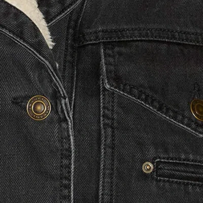 Isabel Marant Pimia Jacket In Denim And Faux Fur In Black