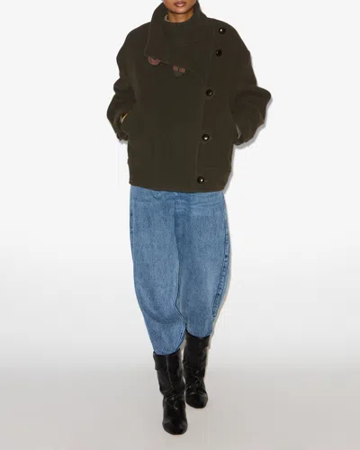 Isabel Marant Hanis Short Wool Blend Coat In Green