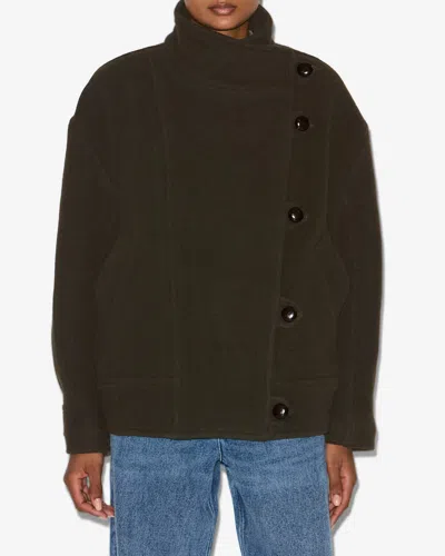 Isabel Marant Hanis Short Wool Blend Coat In Green