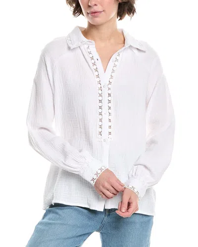 Nanette Lepore Lace Trim Shirt In White