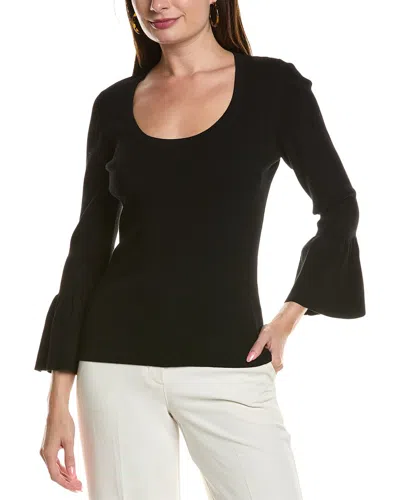 Michael Kors Collection Scoop Ruffle Top In Black
