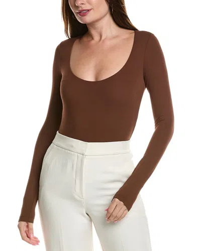 Michael Kors Collection Tissue Jersey Bodysuit In Brown