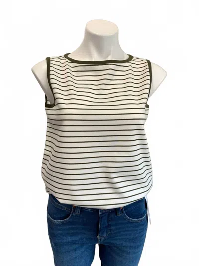 Renuar Women's Stripe Knit Top In Calypso In White