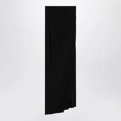 Alaïa Alaia Long Draped Black Skirt In Jersey Women In Black