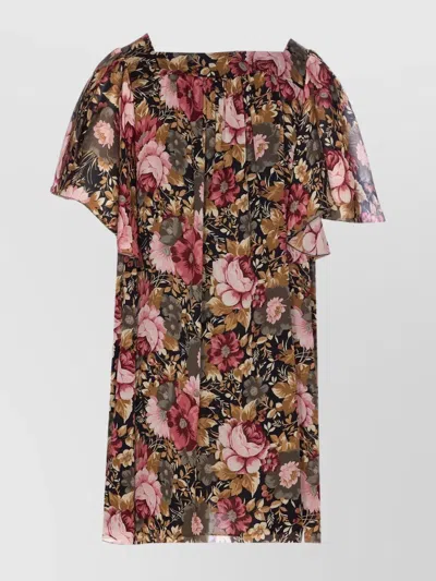 Chloé Boat Neck Floral Mini Dress