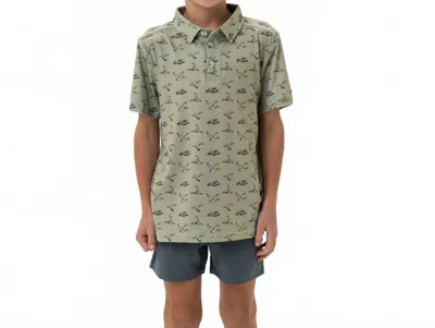 Burlebo Youth Performance Polo In Flying Ducks In Green