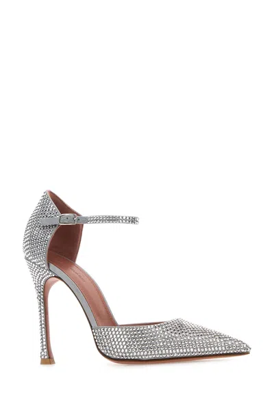 Amina Muaddi Scarpe Con Tacco Vittoriapumpsatin Gresilchcr In Silver