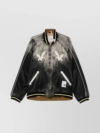 Miharayasuhiro Embroidered Contrast Sleeve Bomber Jacket In Multi