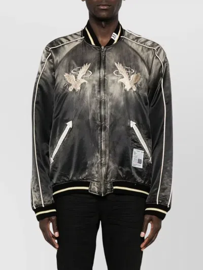 Miharayasuhiro Embroidered Contrast Sleeve Bomber Jacket In Multi