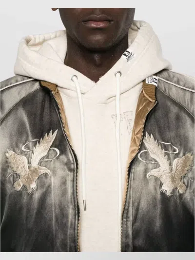 Miharayasuhiro Embroidered Contrast Sleeve Bomber Jacket In Multi