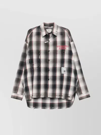 Miharayasuhiro Maison Mihara Yasuhiro Grey Checked Shirt With Distressed Finish