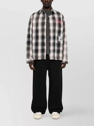 Miharayasuhiro Maison Mihara Yasuhiro Grey Checked Shirt With Distressed Finish