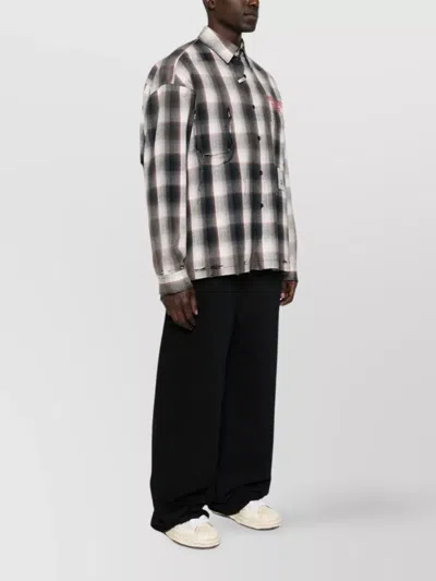 Miharayasuhiro Maison Mihara Yasuhiro Grey Checked Shirt With Distressed Finish