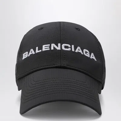 Balenciaga Logo Embroidered Adjustable Baseball Cap In Black