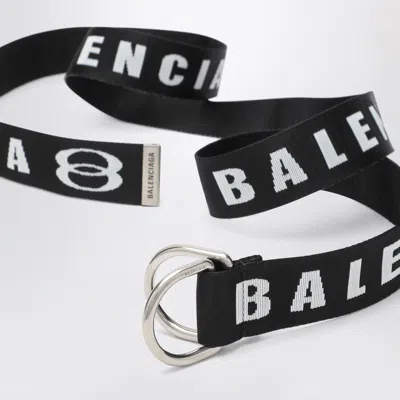Balenciaga Logo-lettering Double-ring Belt In Black