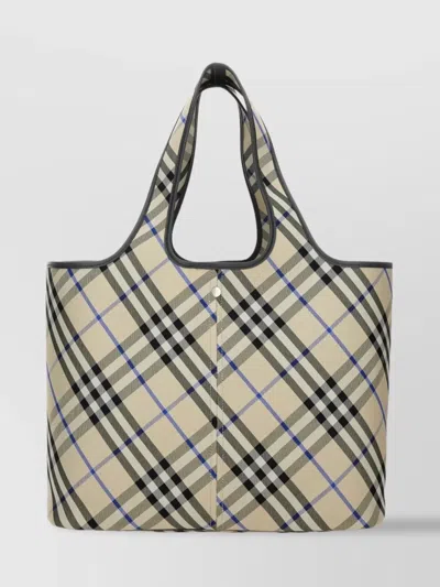 Burberry Check Pattern Tote Bag With Dual Handles