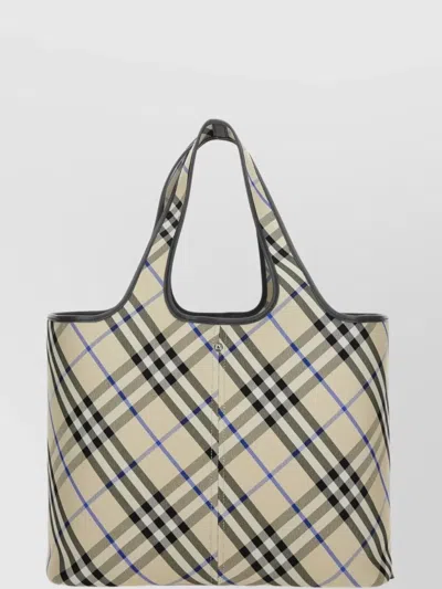 Burberry Check Pattern Tote Bag With Dual Handles