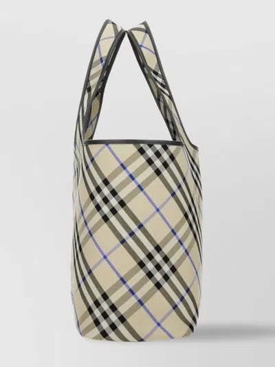Burberry Check Pattern Tote Bag With Dual Handles