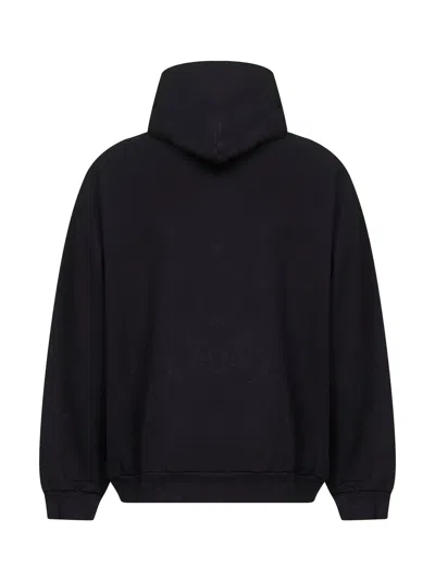 Balenciaga Hooded Graphic Print Sweater With Ribbed Cuffs