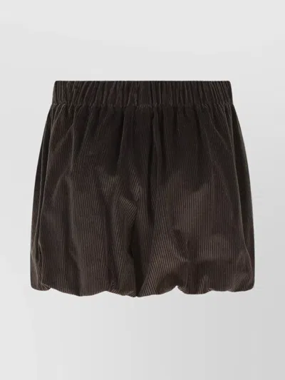 The Mannei Corduroy Texture Elastic Waistband Shorts In Brown