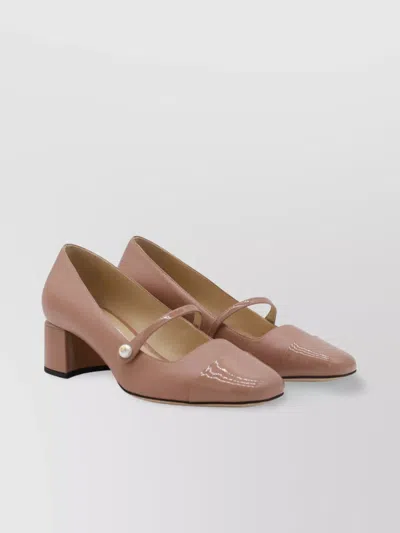 Jimmy Choo Pearl Block Heel Square Toe Ballerina Shoes