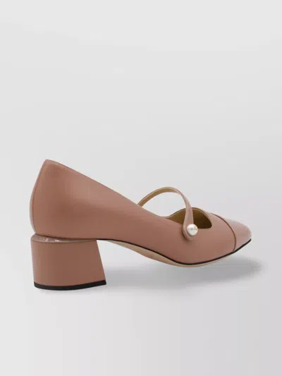 Jimmy Choo Pearl Block Heel Square Toe Ballerina Shoes