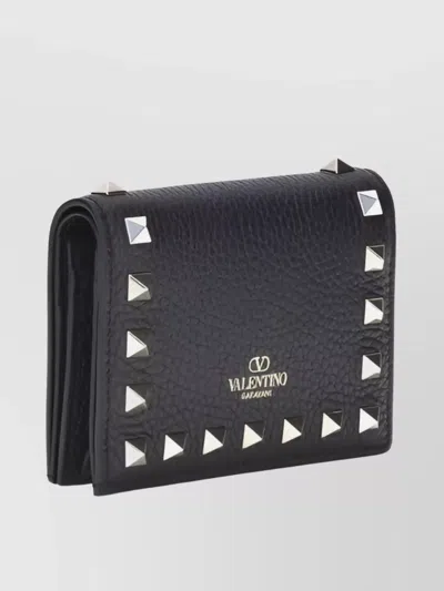 Valentino Bold Studded Leather Wallet With Textured Finish