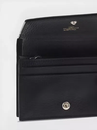 Valentino Bold Studded Leather Wallet With Textured Finish