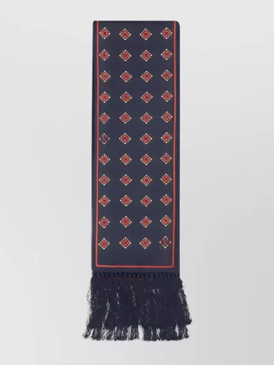 Valentino Modern Silk Scarf Featuring Geometric Pattern In Blue