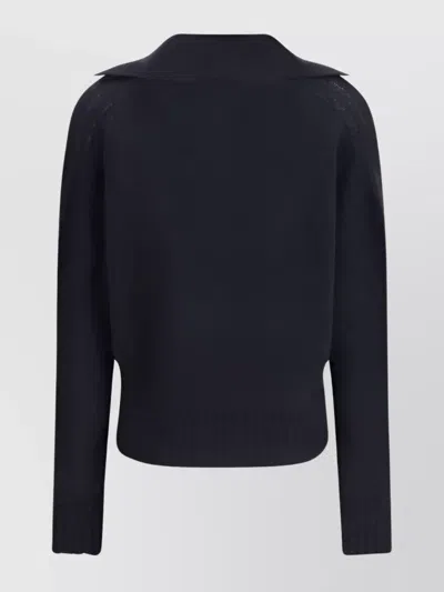Tom Ford Ribbed Finish Wool Polo Sweater In Blue