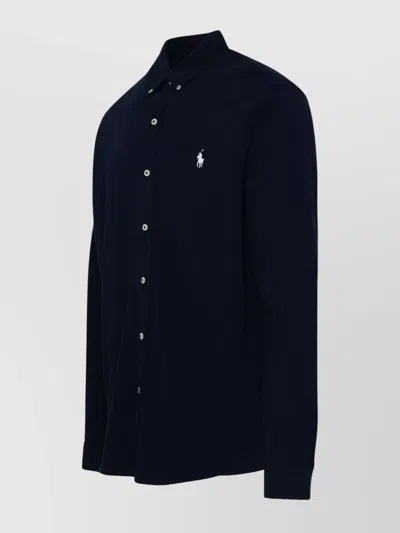 Polo Ralph Lauren Black Shirt With Button-down Collar And Pony Embroidery On The Front In Black
