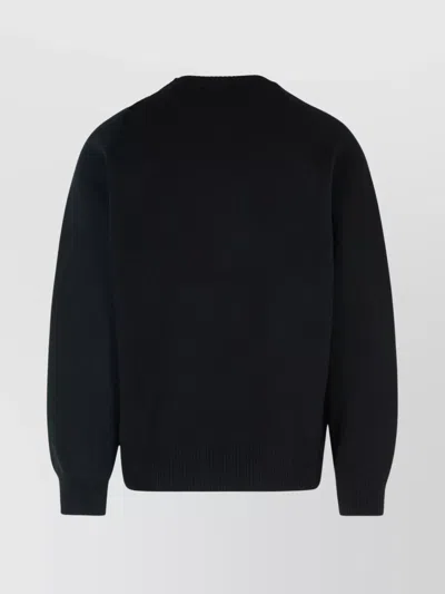Sacai Wool Crew Neck Sweater In Blue