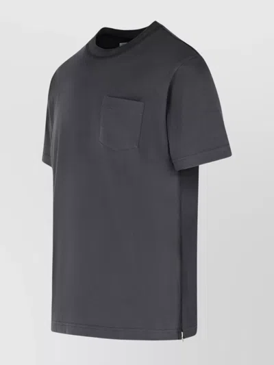 Sacai Cotton Crew Neck T-shirt With Chest Pocket In Gray