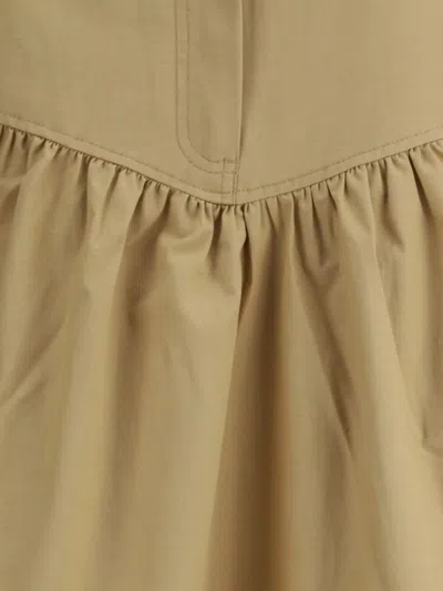 Ganni Womens Pale Khaki Summer Suiting Gathered Cotton And Linen Midi Skirt In Brown