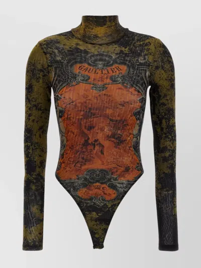 Jean Paul Gaultier Printed High Neck Long Sleeve Jumpsuit