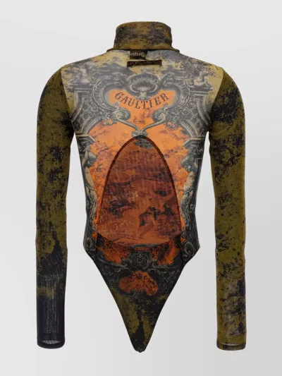 Jean Paul Gaultier Printed High Neck Long Sleeve Jumpsuit