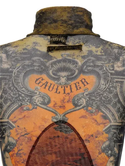 Jean Paul Gaultier Printed High Neck Long Sleeve Jumpsuit