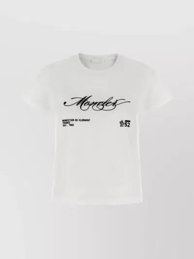Moncler Embroidered Short Sleeve Crew Neck T-shirt In White