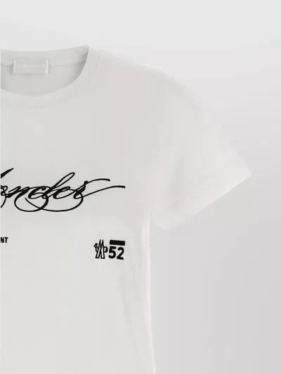 Moncler Embroidered Short Sleeve Crew Neck T-shirt In White